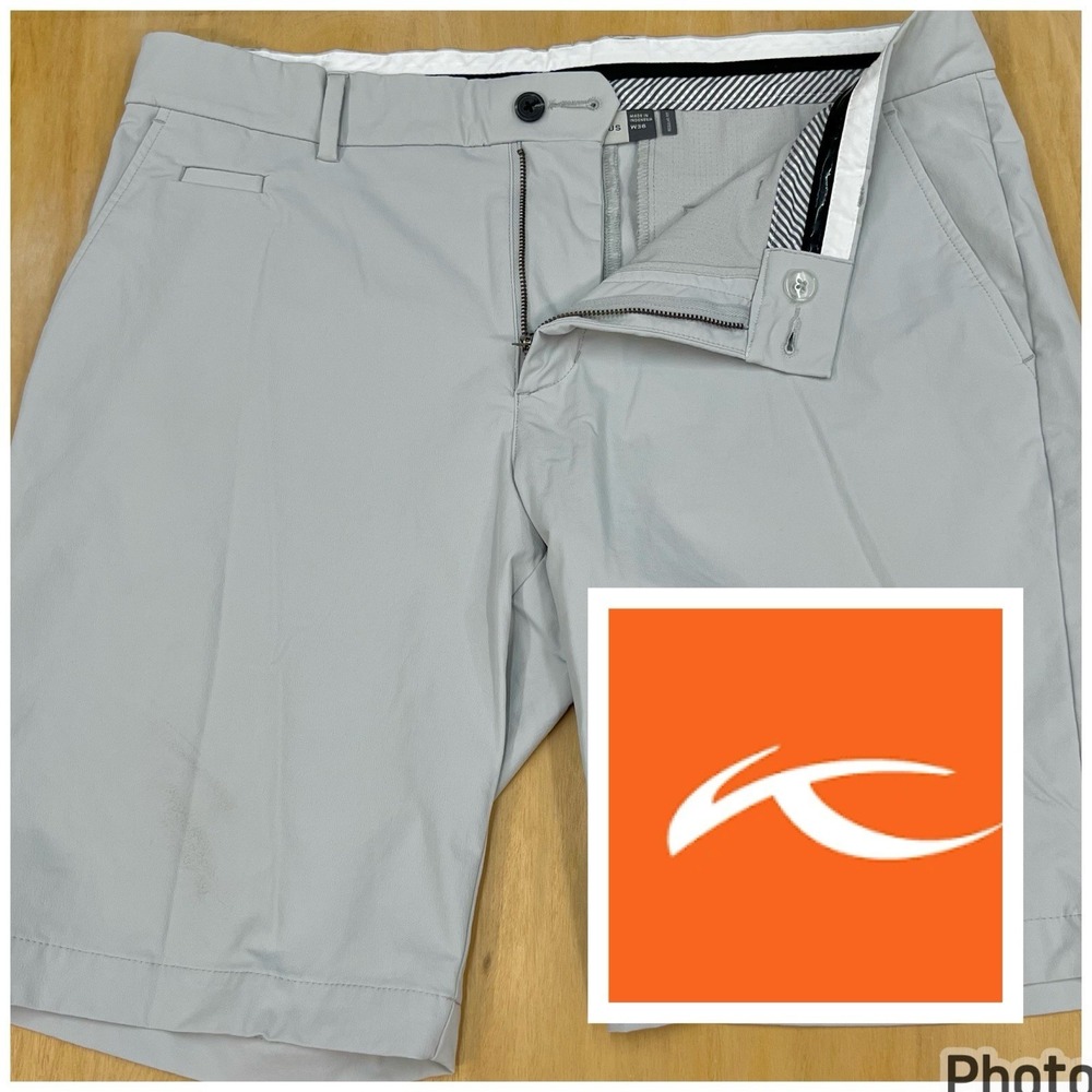 Kjus IKE Shorts Mens 36x10 Regular Golf Performance Water Repellent Light Gray